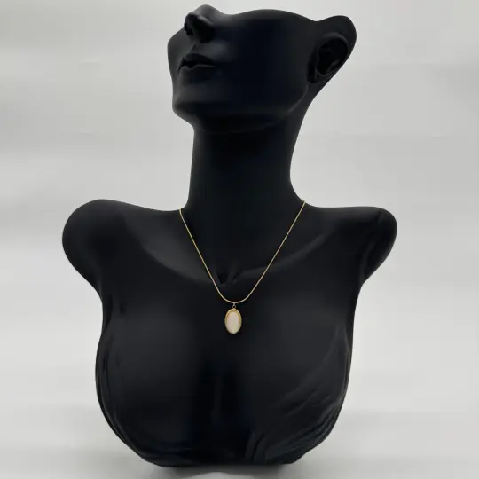 Çelik Aura Model Beyaz Taş Gold Kolye - 1