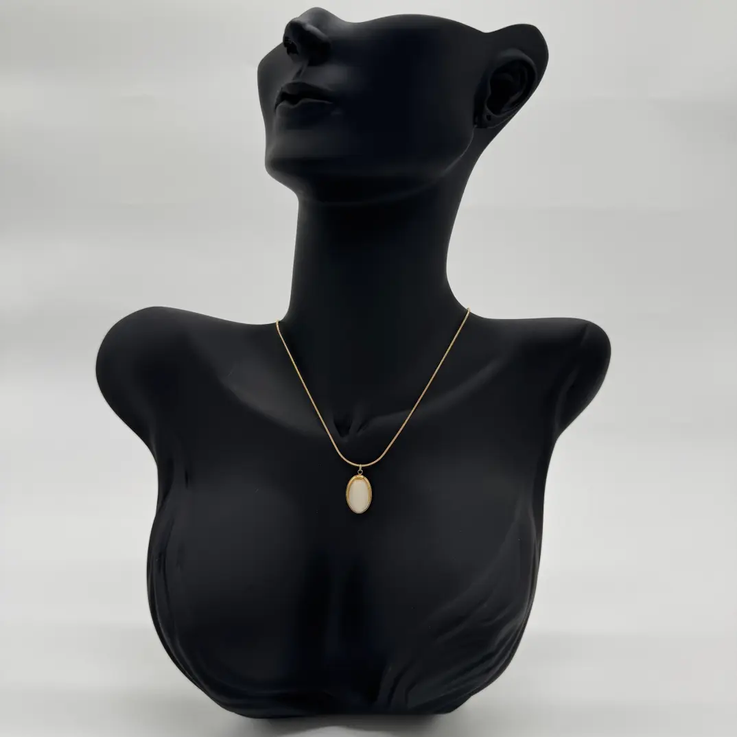 Çelik Aura Model Beyaz Taş Gold Kolye - 1