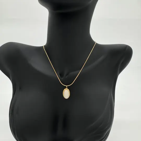 Çelik Aura Model Beyaz Taş Gold Kolye - 3