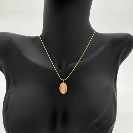Çelik Aura Model Kahverengi Taş Gold Kolye - 3