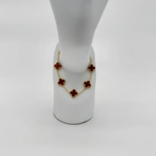 Çelik Gold Bordo Yonca Detay Trend Bileklik - 1