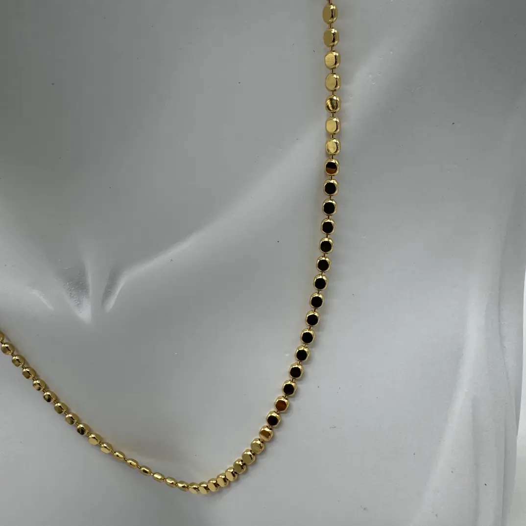 Çelik Gold Ezme Pul Zincir Kolye - 2