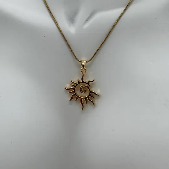 Çelik Gold Güneş Detay Kolye - 2