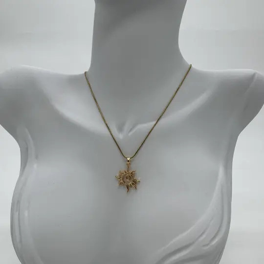 Çelik Gold Güneş Detay Kolye - 3