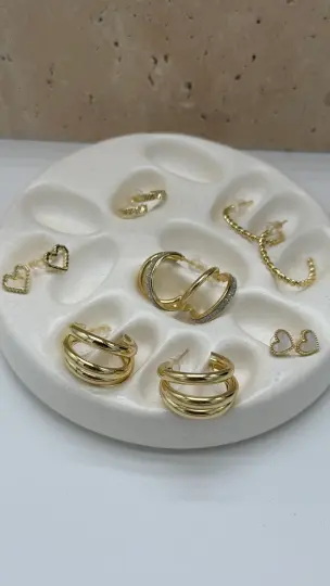 Çelik Gold Halka Küpe Seti - 2