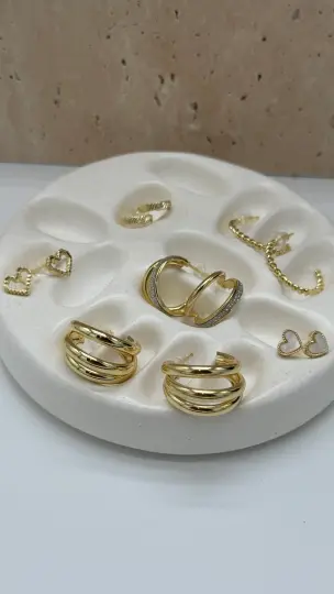 Çelik Gold Halka Küpe Seti - 3