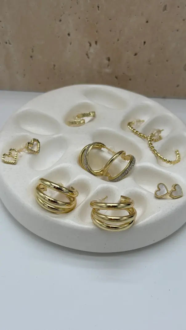 Çelik Gold Halka Küpe Seti - 3