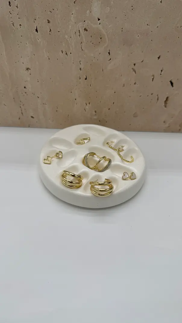 Çelik Gold Halka Küpe Seti - 4