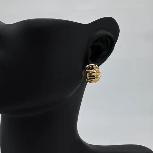 Çelik Gold Kabartma Detay Vintage Küpe - 1