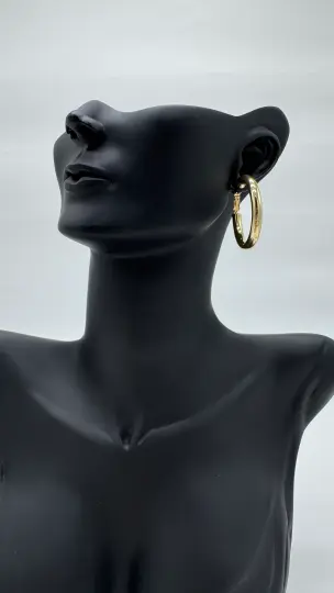 Çelik Gold Kalın Halka Küpe - 3