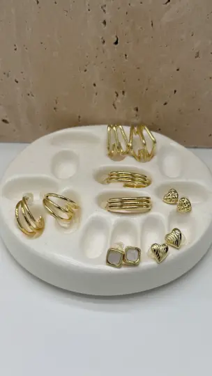 Çelik Gold Kare Küpe Seti - 1
