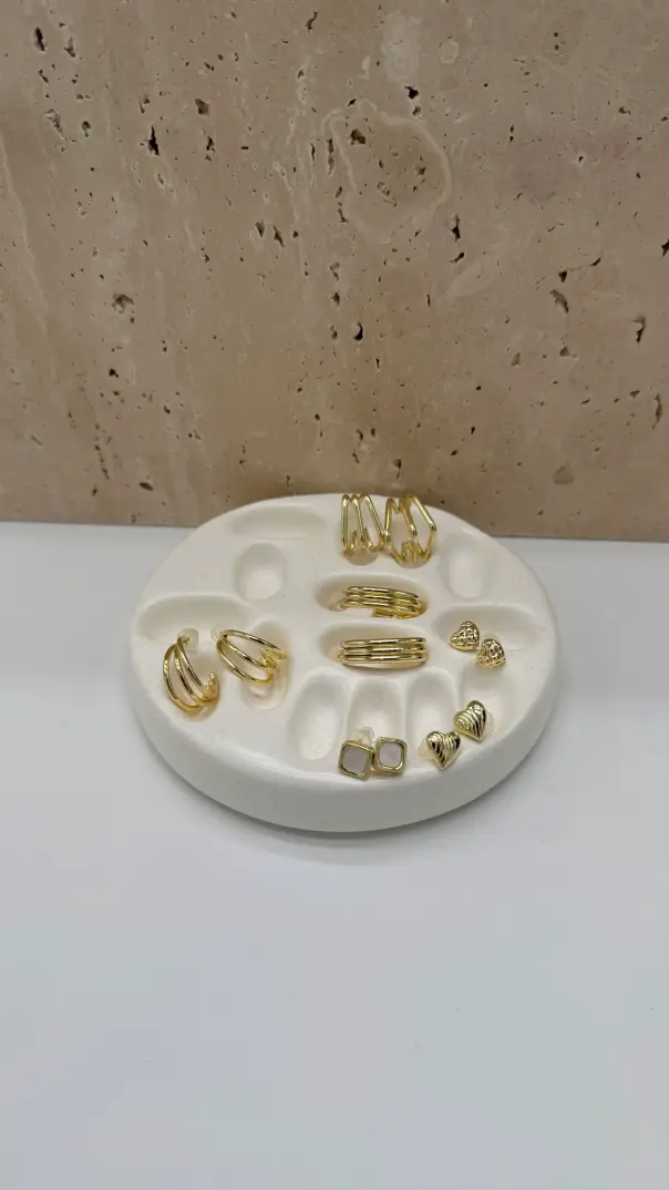 Çelik Gold Kare Küpe Seti - 2
