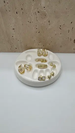 Çelik Gold Kare Küpe Seti - 3