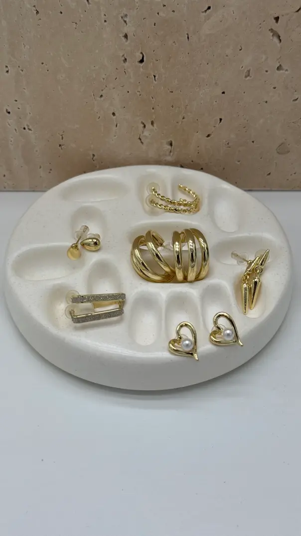 Çelik Gold Küpe Seti - 3