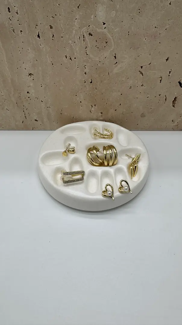 Çelik Gold Küpe Seti - 4