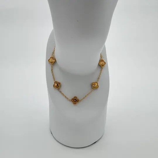 Çelik Gold Mini Yonca Detay Trend Bileklik - 1