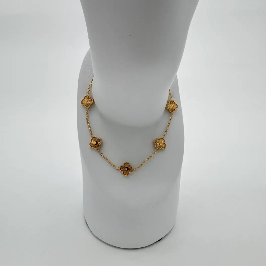 Çelik Gold Mini Yonca Detay Trend Bileklik - 1