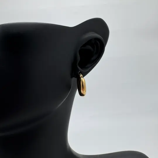 Çelik Gold Minimal Halka Küpe