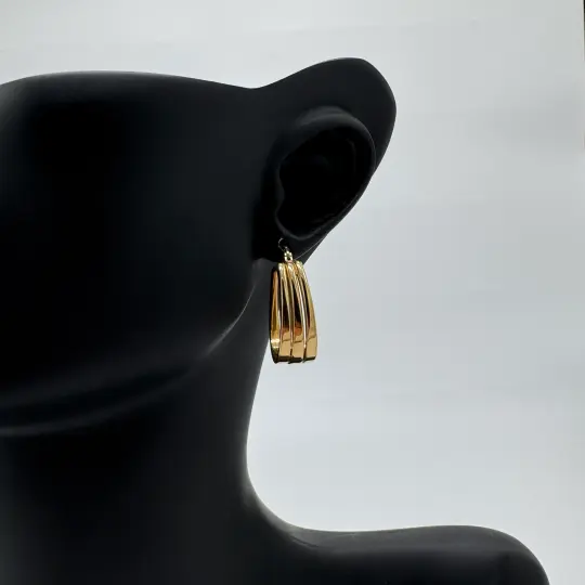 Çelik Gold Oval Küpe - 1