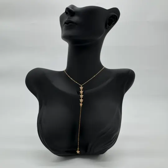 Çelik Gold Taşlı Yıldız Model Y Kolye - 1