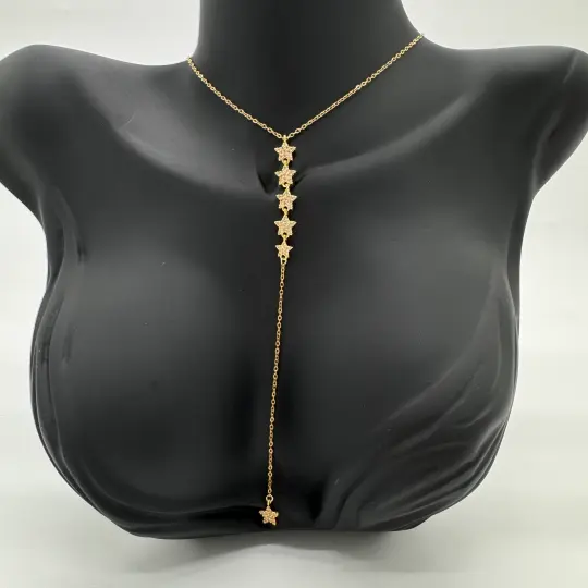Çelik Gold Taşlı Yıldız Model Y Kolye - 3