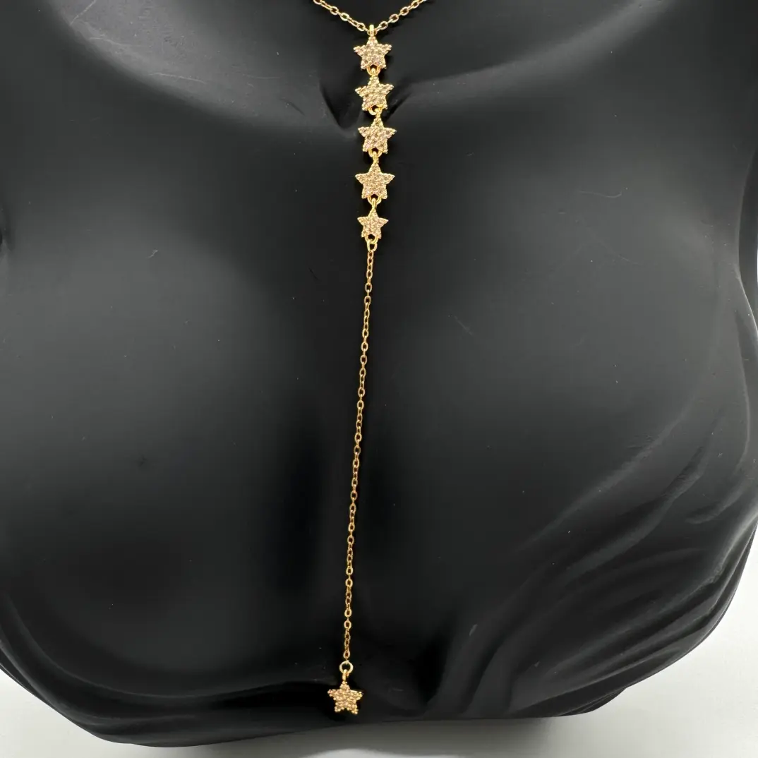 Çelik Gold Taşlı Yıldız Model Y Kolye - 4
