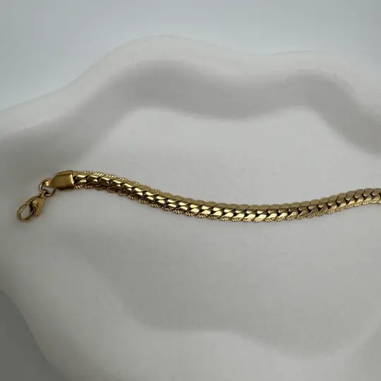 Çelik Gold Unisex Kalın Zincir Detay Bileklik - 2