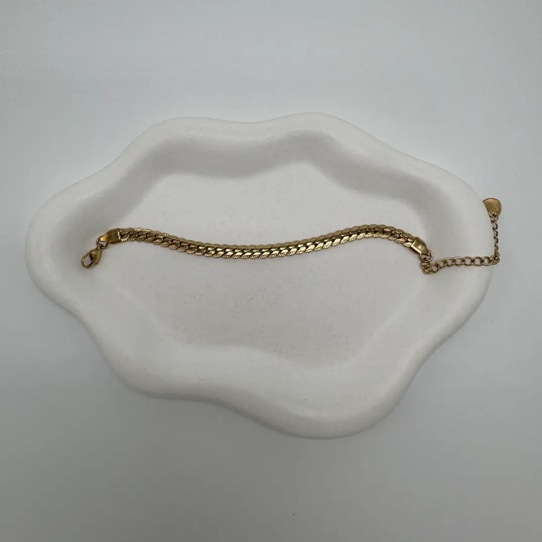 Çelik Gold Unisex Kalın Zincir Detay Bileklik - 3