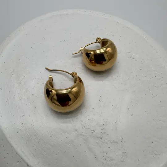 Çelik Gold Vintage Top Halka Model Küpe - 2