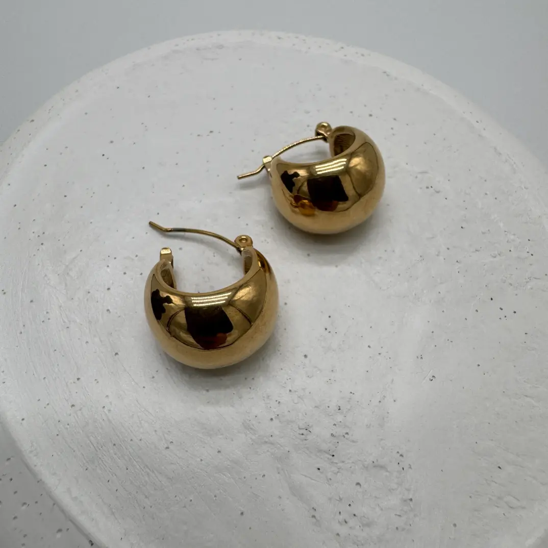 Çelik Gold Vintage Top Halka Model Küpe - 2