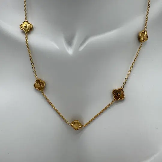 Çelik Gold Yonca Detaylı Trend Kolye - 2