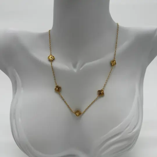 Çelik Gold Yonca Detaylı Trend Kolye - 3