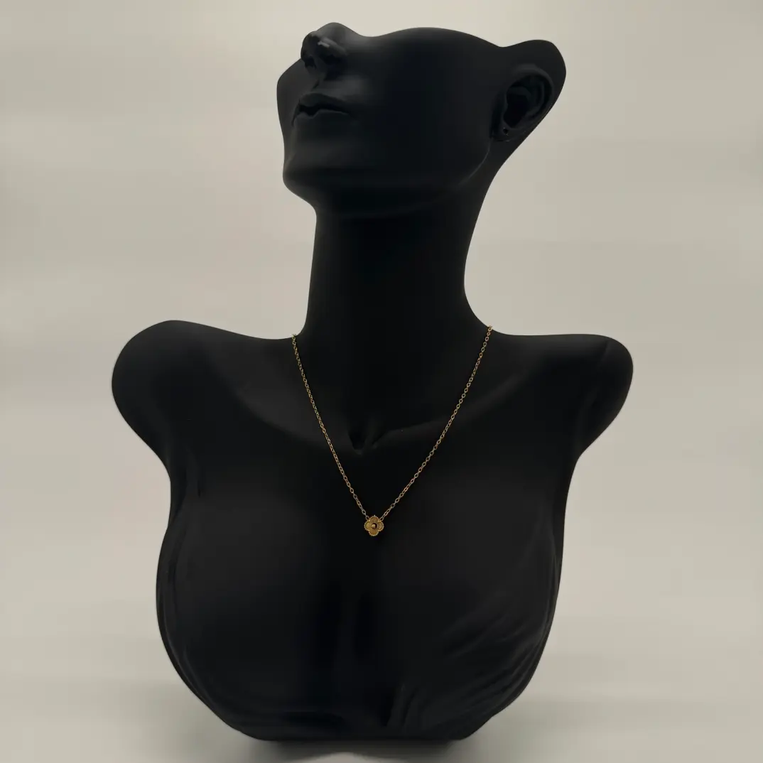 Çelik Gold Yonca Detay Minimal Kolye - 1