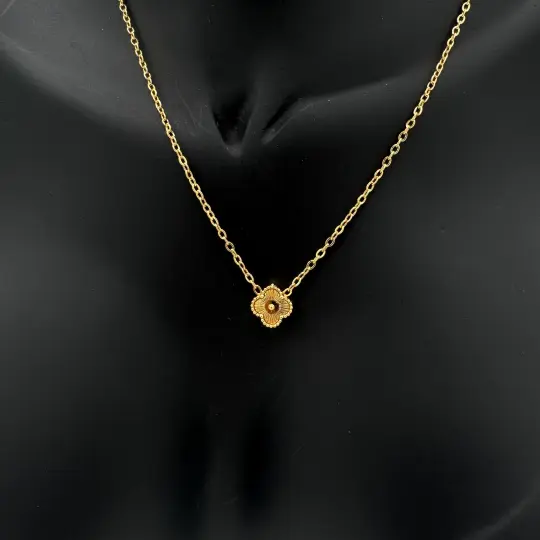 Çelik Gold Yonca Detay Minimal Kolye - 2
