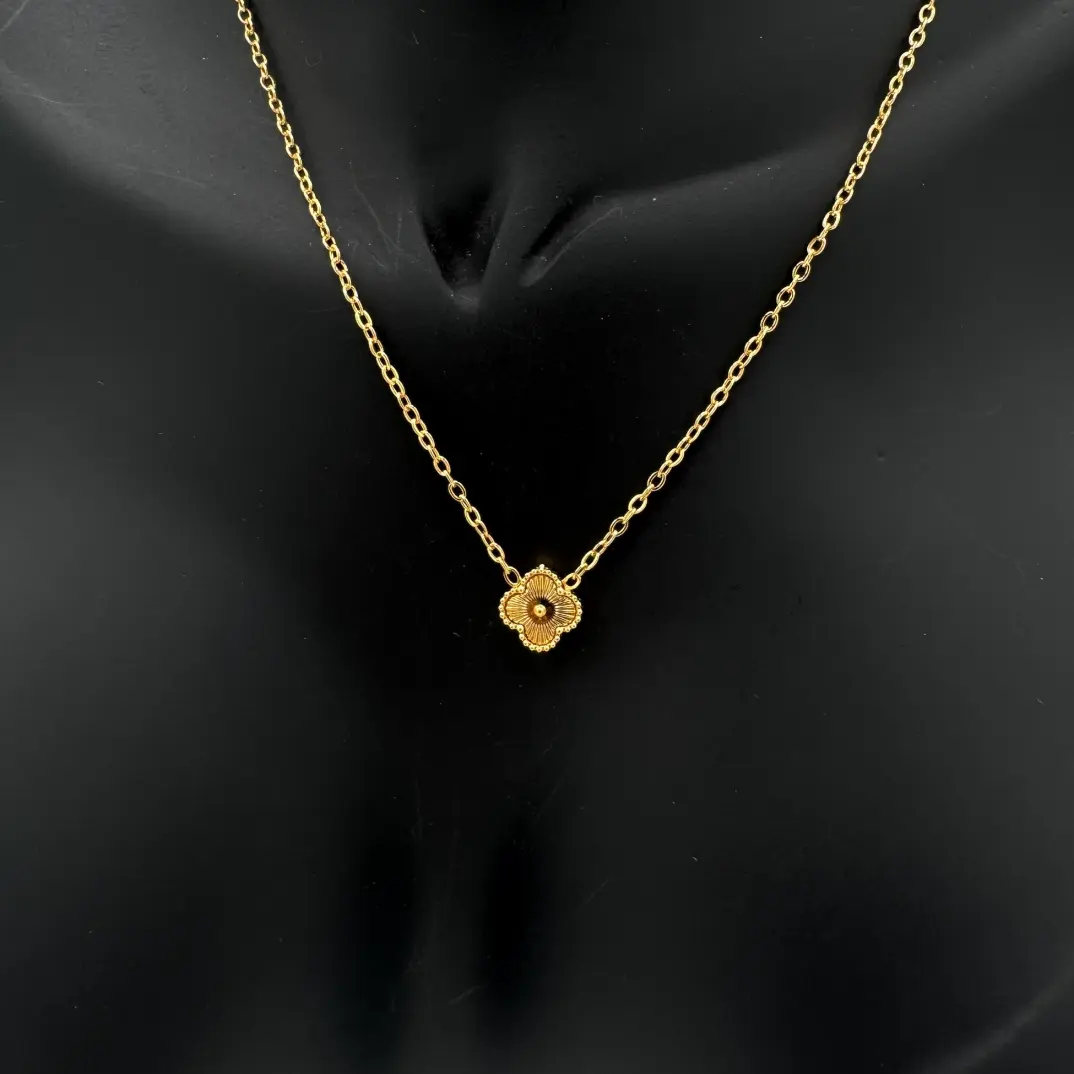 Çelik Gold Yonca Detay Minimal Kolye - 2