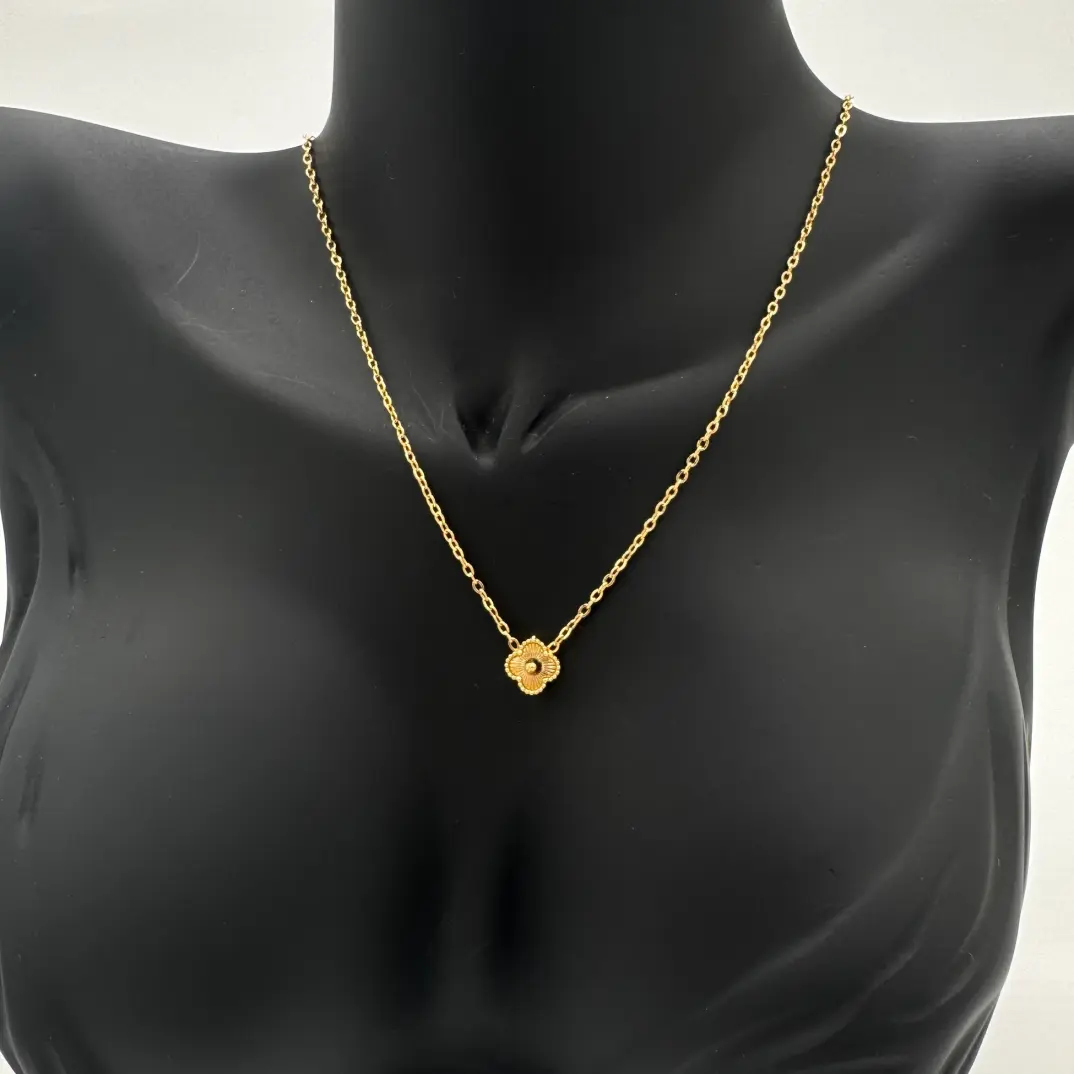 Çelik Gold Yonca Detay Minimal Kolye - 3