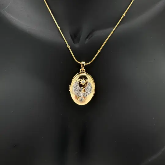 Çelik Gold Zincir Detaylı Arya Kolye - 2