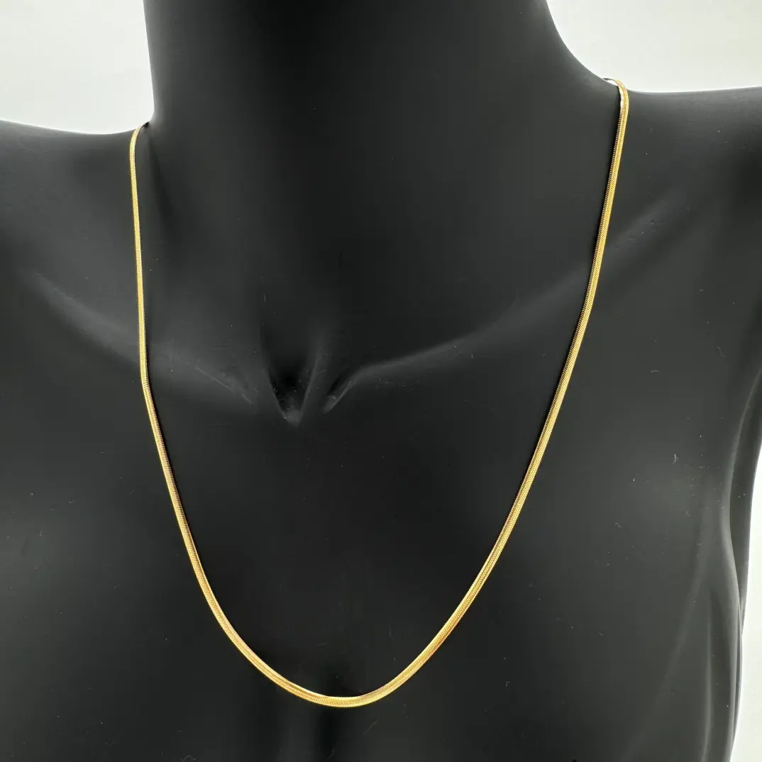 Çelik İnce İtalyan Zincir Unisex Gold Kolye - 2