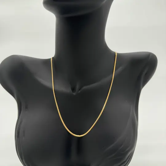 Çelik İnce İtalyan Zincir Unisex Gold Kolye - 3