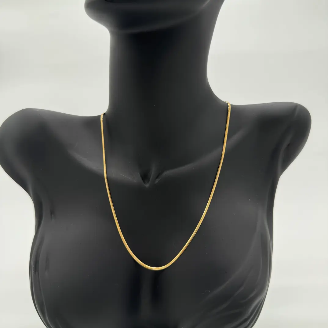 Çelik İnce İtalyan Zincir Unisex Gold Kolye - 3