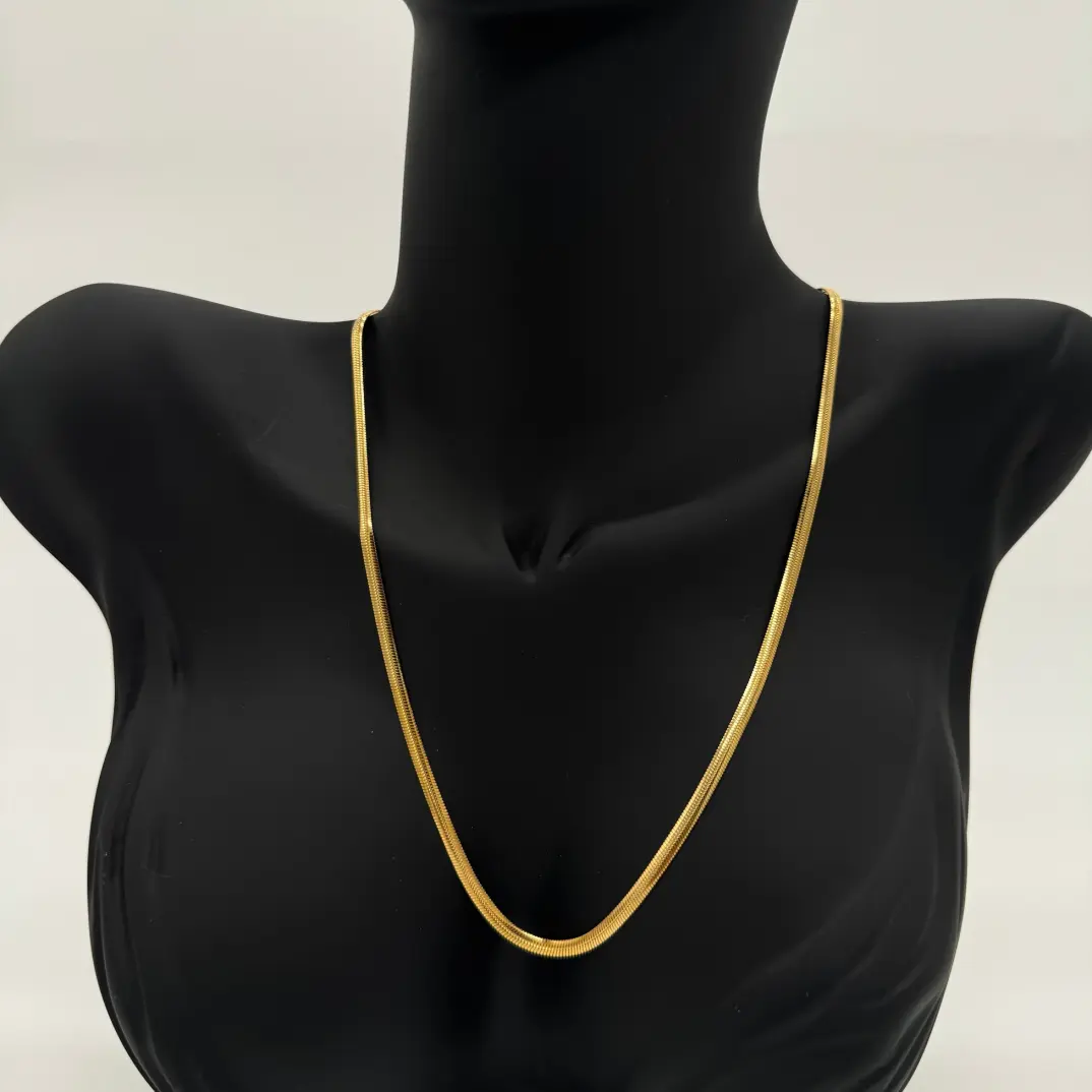 Çelik İtalyan Zincir Unisex Gold Kolye 50 cm - 3