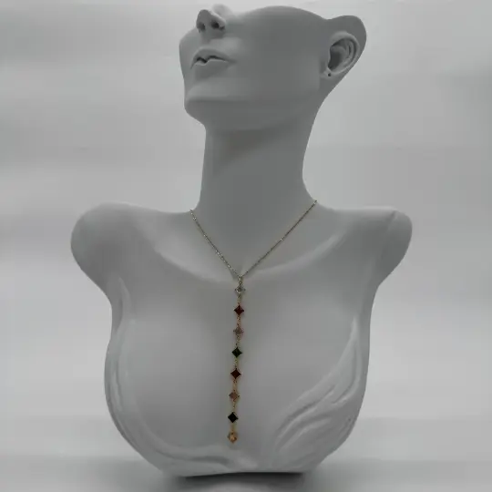 Çelik Renkli Kare Model Gold Y Kolye - 1