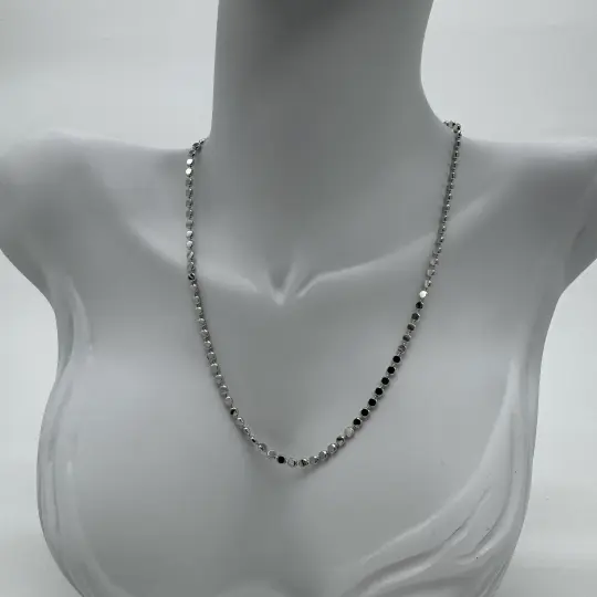 Çelik Silver Ezme Pul Zincir Kolye - 3