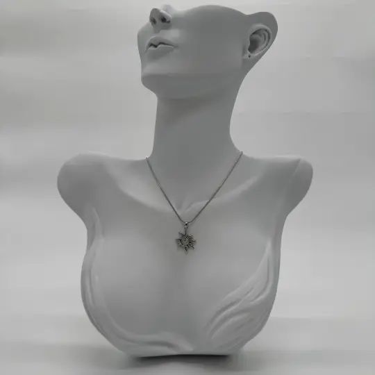 Çelik Silver Güneş Detay Kolye - 1