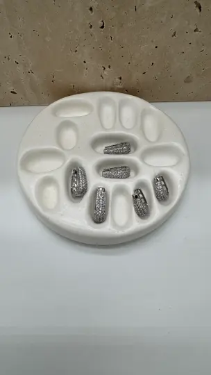 Çelik Silver Taş Kaplamalı Küpe Seti - 2
