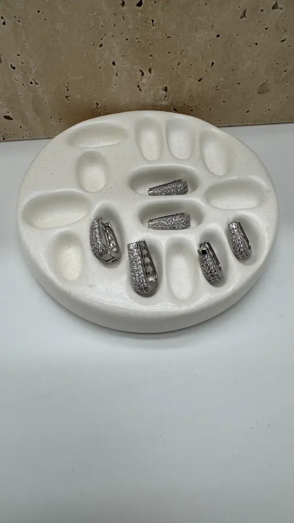 Çelik Silver Taş Kaplamalı Küpe Seti - 4