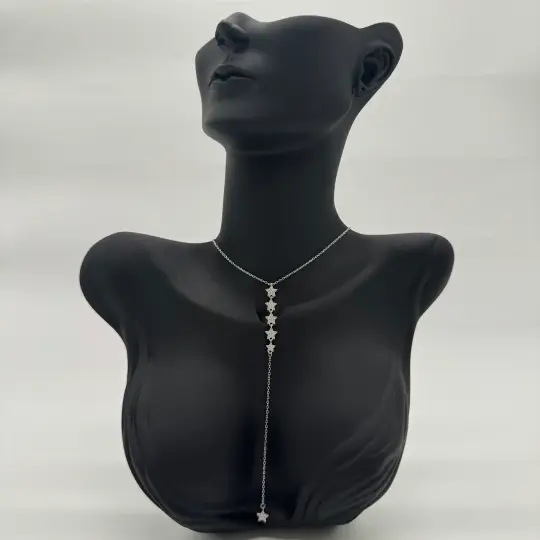 Çelik Silver Taşlı Yıldız Model Y Kolye - 1