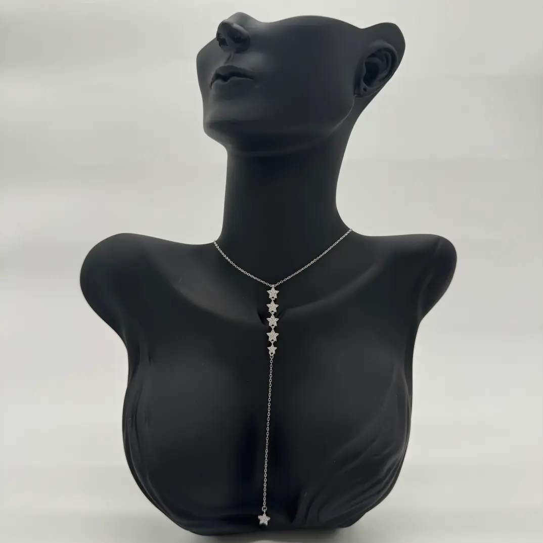 Çelik Silver Taşlı Yıldız Model Y Kolye - 1