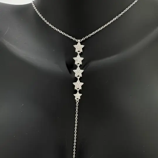 Çelik Silver Taşlı Yıldız Model Y Kolye - 2