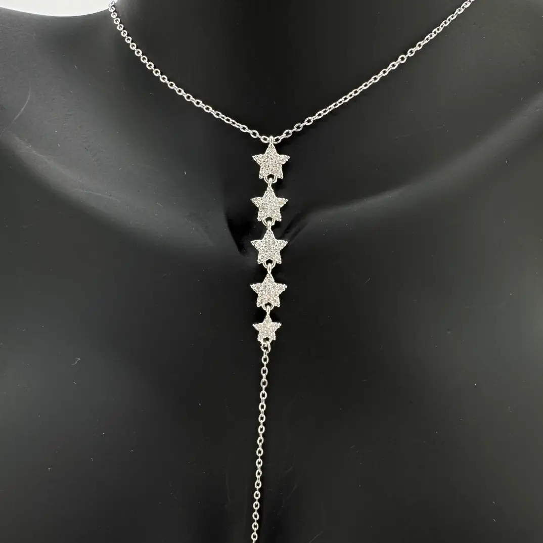 Çelik Silver Taşlı Yıldız Model Y Kolye - 2